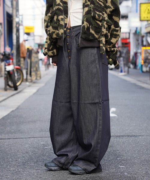 D-LAND】ボタンフライ リジットデニム バギーパンツ / Button fly