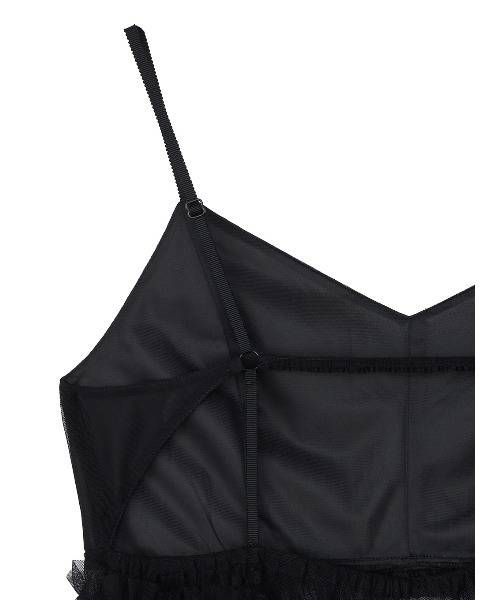 Ameri（アメリ）の「BLACK TULLE RAFFLE CAMI TOP（その他トップス