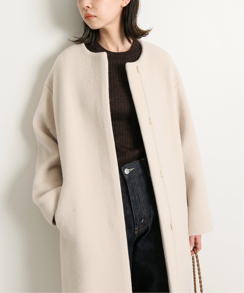 IENA（イエナ）の「ラムウールノーカラーロングコート◇（ノーカラー