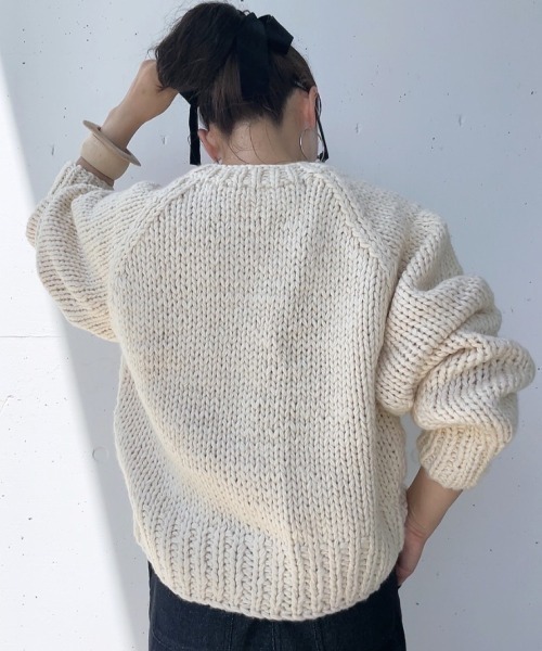 セール】ハンドニットウールブレンドカーディガン（comochi original