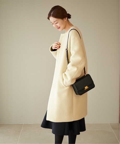 IENA（イエナ）の「ラムウールノーカラーコート（ノーカラーコート