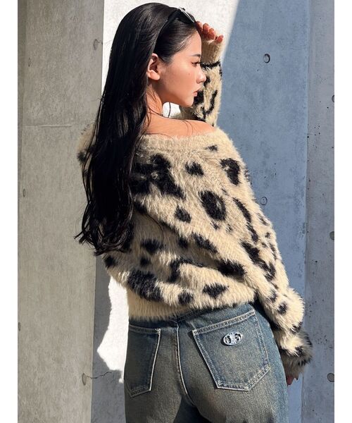 GYDA（ジェイダ）の「レオパードショートシャギーニットトップス