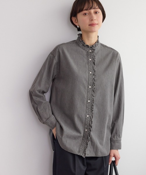 シャンブレーフリルシャツ/イージーケア（シャツ/ブラウス）｜ROPE