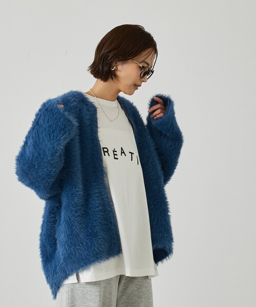 セール】【体型カバー/ロングセラー】ナイロンフェザーニット