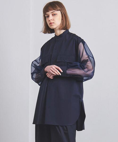 HYKE（ハイク）の「＜HYKE（ハイク）＞グログラン バンドカラーシャツ