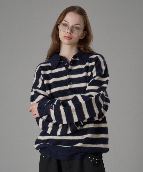 MULTI BORDER SOFT TOUCH KNIT POLO / マルチボーダーソフトタッチ