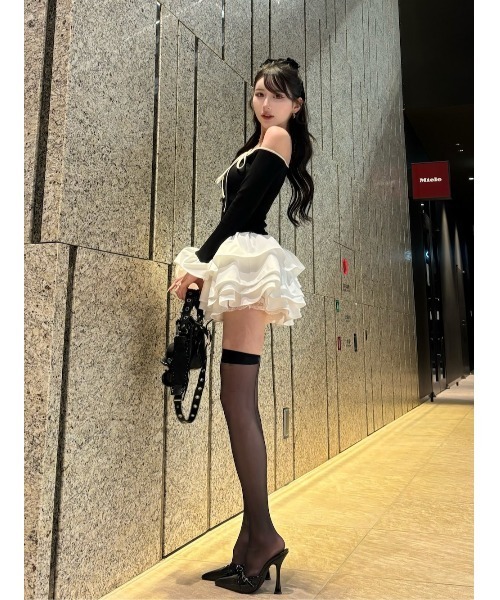 デザインネックリボンミニワンピース（ワンピース）｜Darich