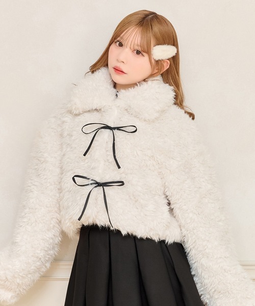 セール】リボンシャギーブルゾン（ブルゾン）｜apres jour（アプレ