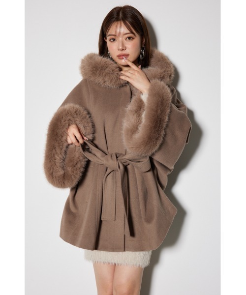 rienda（リエンダ）の「ウールミックスフードポンチョコート（ポンチョ