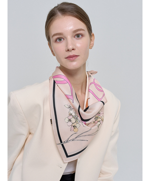 Della Square Silk Scarf Apricot