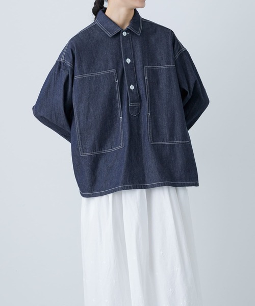 かぐれ（カグレ）の「デニムプルオーバーシャツ（シャツ/ブラウス
