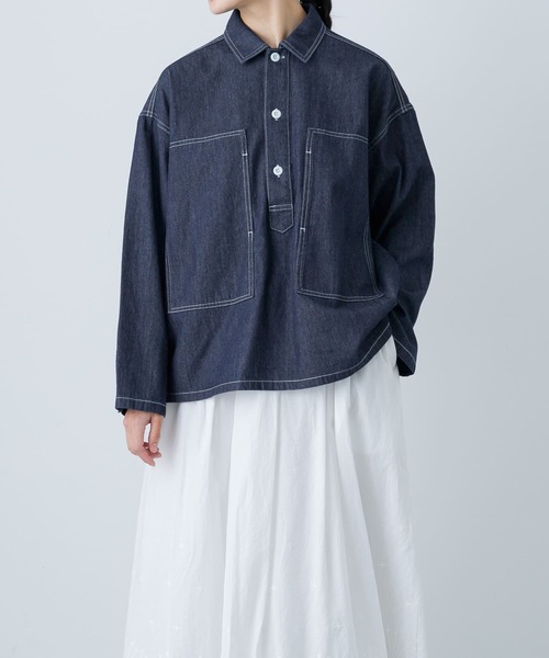 かぐれ（カグレ）の「デニムプルオーバーシャツ（シャツ/ブラウス