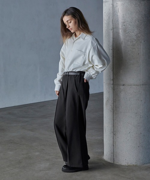 SERACE】Wide drape pin tuck flare slacks / ワイドドレープ