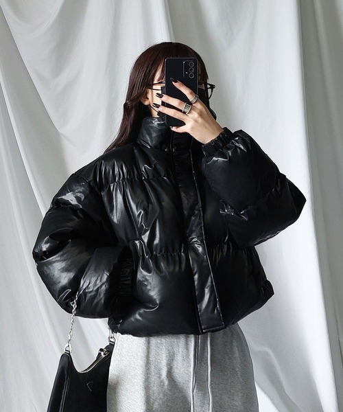 セール】【 裾絞り可能2way ／7色展開 】フェイクレザーショート