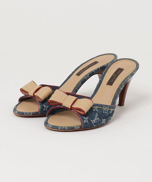 Louis Vuitton モノグラム デニムリボンミュール 22cm ルイ・ヴィトン