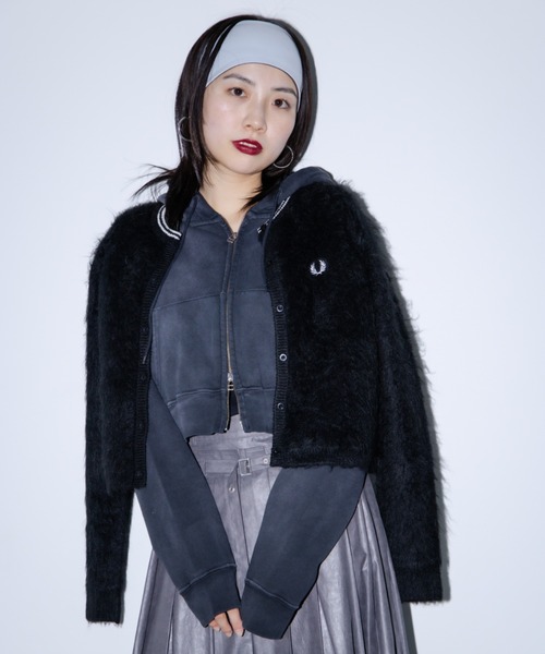セール】【別注】FRED PERRY / Fluffy Crewneck Knit Cardigan [手洗い