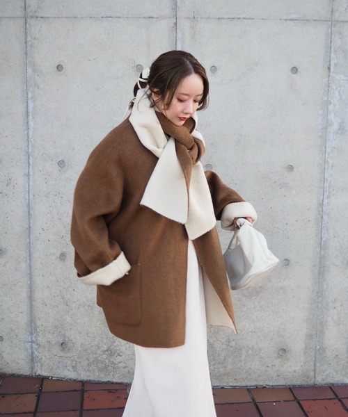 LAULEN（ローレン）の「scarf double face wool coat /マフラー付き