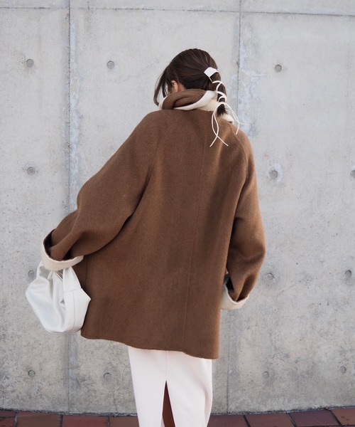 scarf double face wool coat /マフラー付きダブルフェイスウール