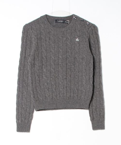 ボタントリム ウールカシミヤ セーター（ニット/セーター）｜LAUREN