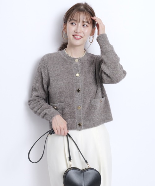 JUSGLITTY（ジャスグリッティー）の「ラメベロアカーディガン（ニット