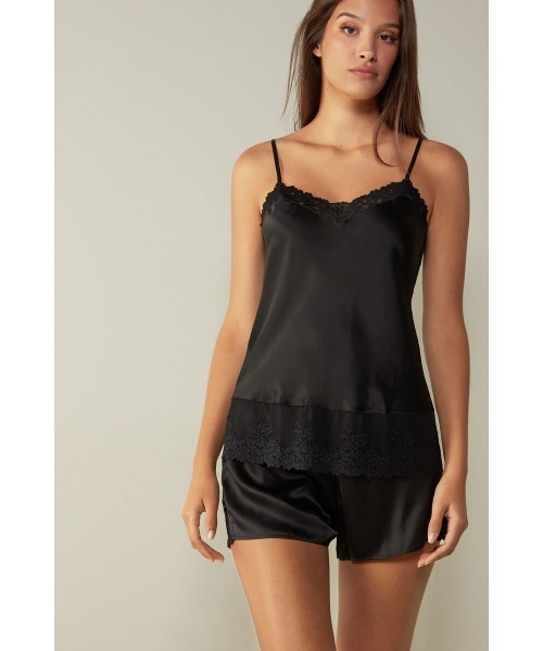 Pretty Flowers シルク キャミソール トップ（インナーウェア/肌着