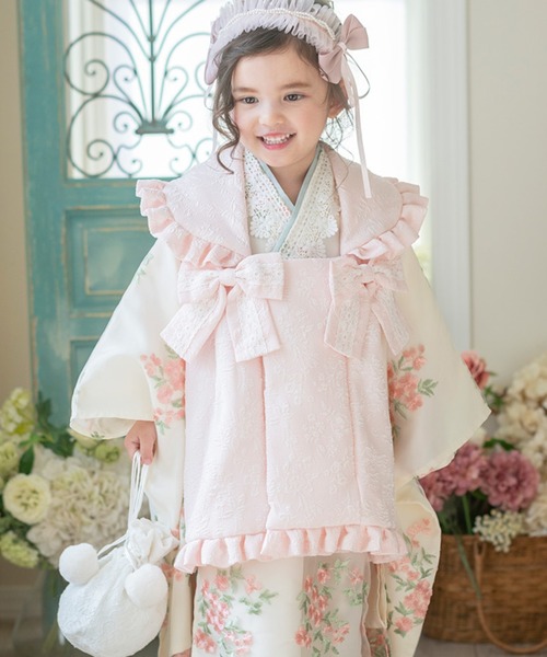 セール】七五三 フラワーレース着物ワンピ＆被布セット（着物