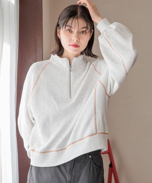 セール】ステッチハーフZIPプルオーバー（スウェット）｜niko and