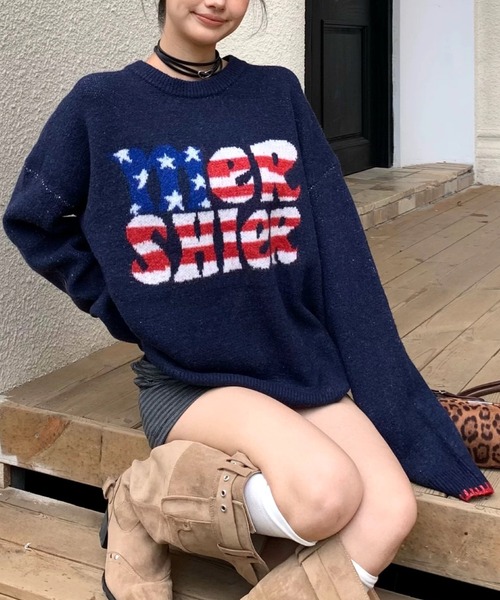 セール】アメリカンロゴニットプルオーバー（ニット/セーター