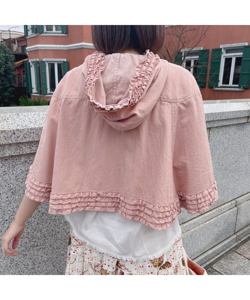 PINK HOUSE（ピンクハウス）の「フード付きフリルデニムジャケット