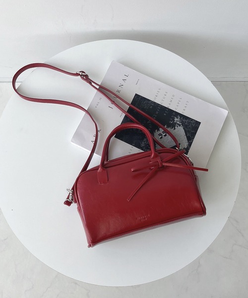 ◇フェイクレザー 2WAY リボンミニボストンバッグ（ボストンバッグ