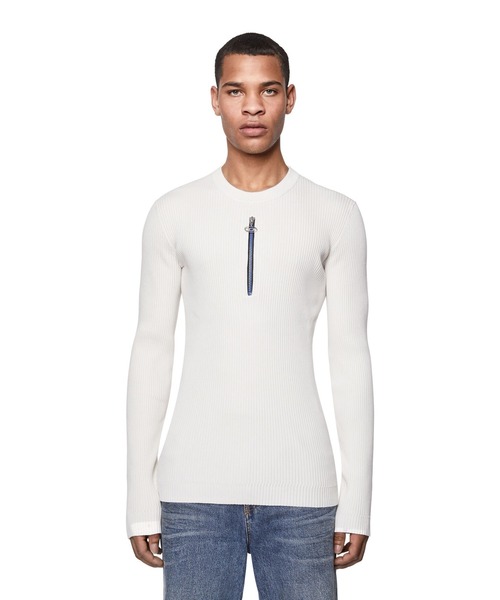 DIESEL（ディーゼル）の「メンズ ニット リブ ジップデザイン（ニット