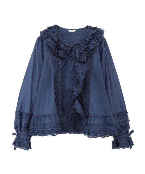 ピンクハウス 新品ローンレースブラウス ラベンダーブルー セール