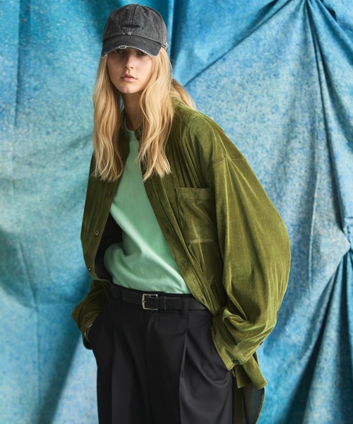 UNISEX》Prime-Over Flocky Print Regular Collar Shirt Coat/プライム