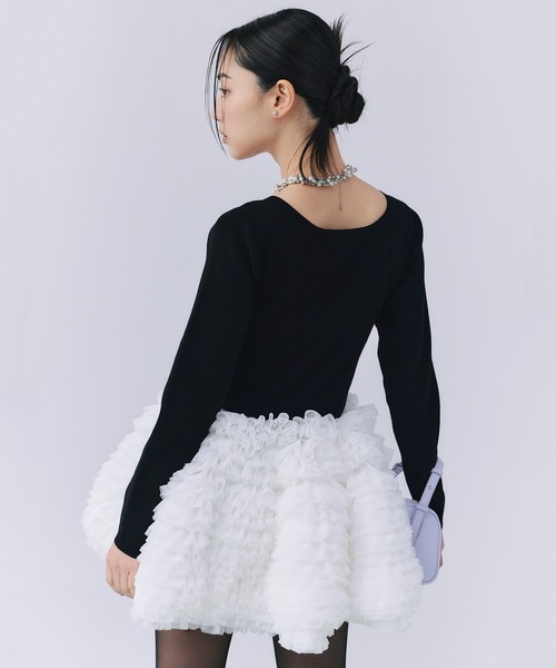 セール】ボリュームチュールフリルニットワンピース（ワンピース