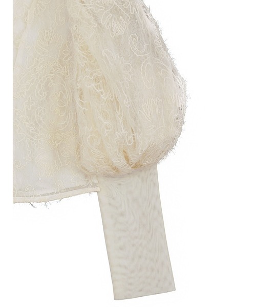 Ameri（アメリ）の「BRUSHED LACE VOLUME SLEEVE BLOUSE（シャツ