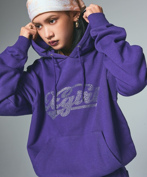 RHINESTONE CURSIVE LOGO SWEAT HOODIE（パーカー）｜X-girl（エックス
