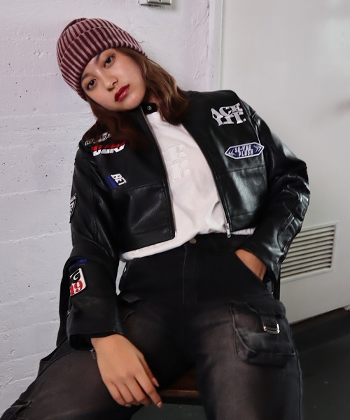 セール】ショートワッペンバイカージャケット（ライダースジャケット