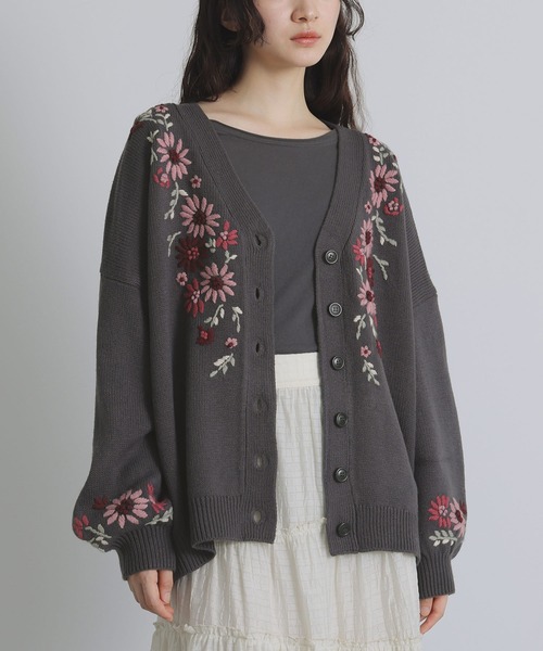 花柄手刺繍ニットカーディガン』（カーディガン/ボレロ）｜somari