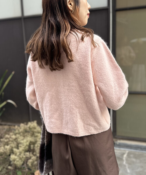 セール】【5色展開】ロゴプレートニットカーディガン（カーディガン