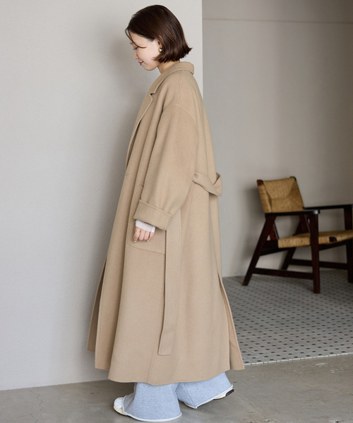 souple wool ダブルフェイスロングコート（チェスターコート）｜SLOBE