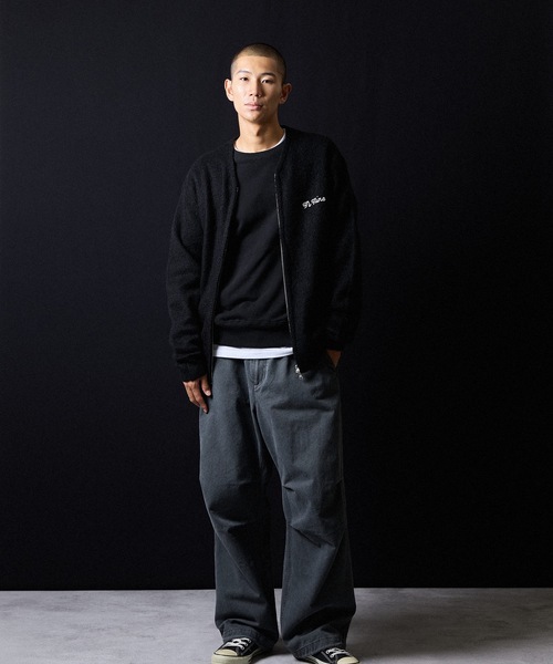 MOHAIR SOLID JACQUARD KNIT ZIP-UP CARDIGAN / モヘヤ ソリッド