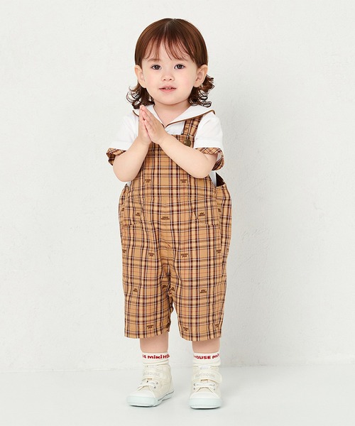 ミキハウスチェック6分丈オーバーオール（サロペット/オーバーオール