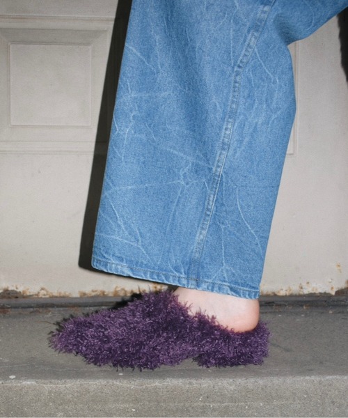 pointed toe fur mule / ポインテッドトゥファーミュール（パンプス
