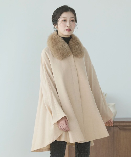 S*様 美品 floralia エコファー ポンチョ アクリル100％ ケープコ