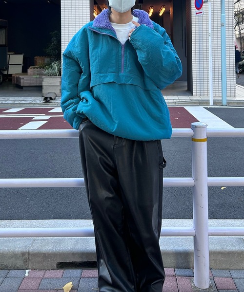 セール】【リバーシブル/2WAY】【ユニセックス】ハーフジップナイロン