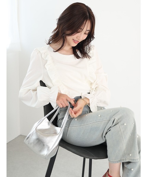 フロントフリルキャンディースリーブブラウス（シャツ/ブラウス