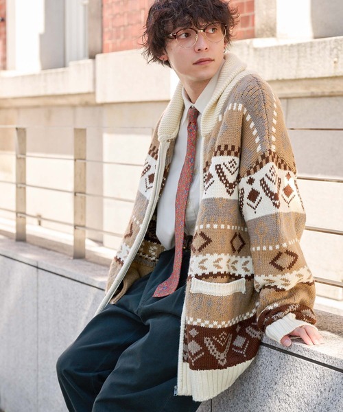 ノルディックカウチンジップニットカーディガン MONO-MART LADY'S