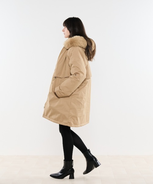 セール】フェイクファー付きミドルコート（モッズコート）｜Shelly