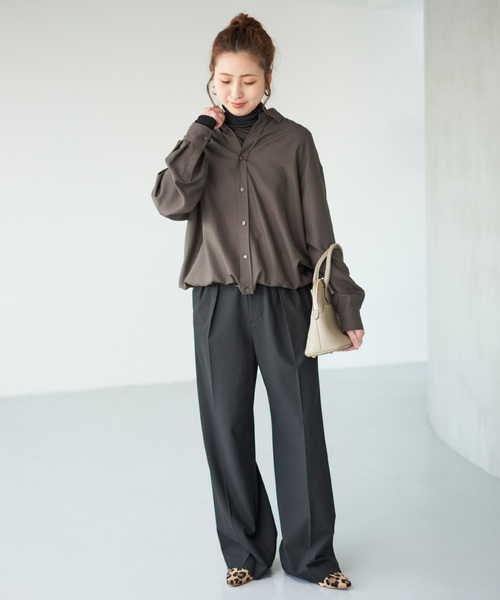 セール】《追加》ウールライクヘムギャザーシャツ（シャツ/ブラウス