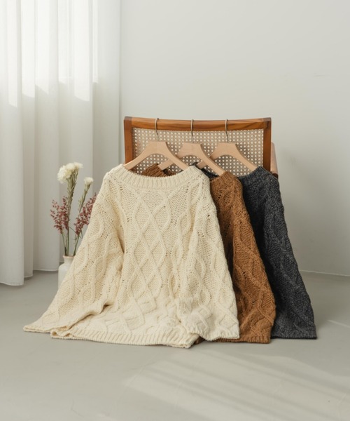 ケーブル編みニットワンピ（ワンピース）｜hinari（ヒナリ）の